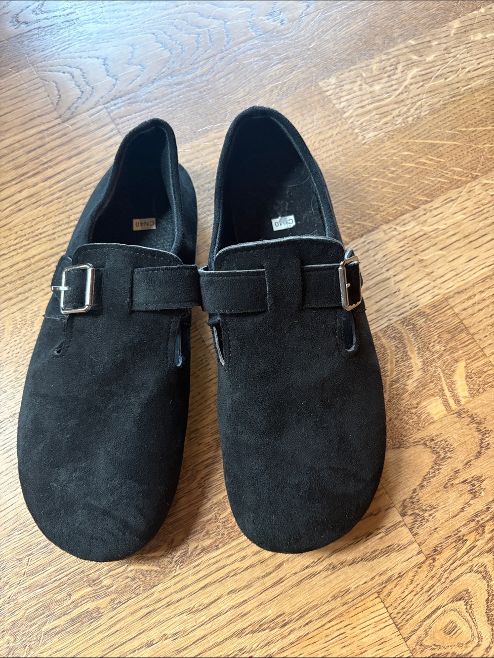 Suede Slip-On Buckle Shoes